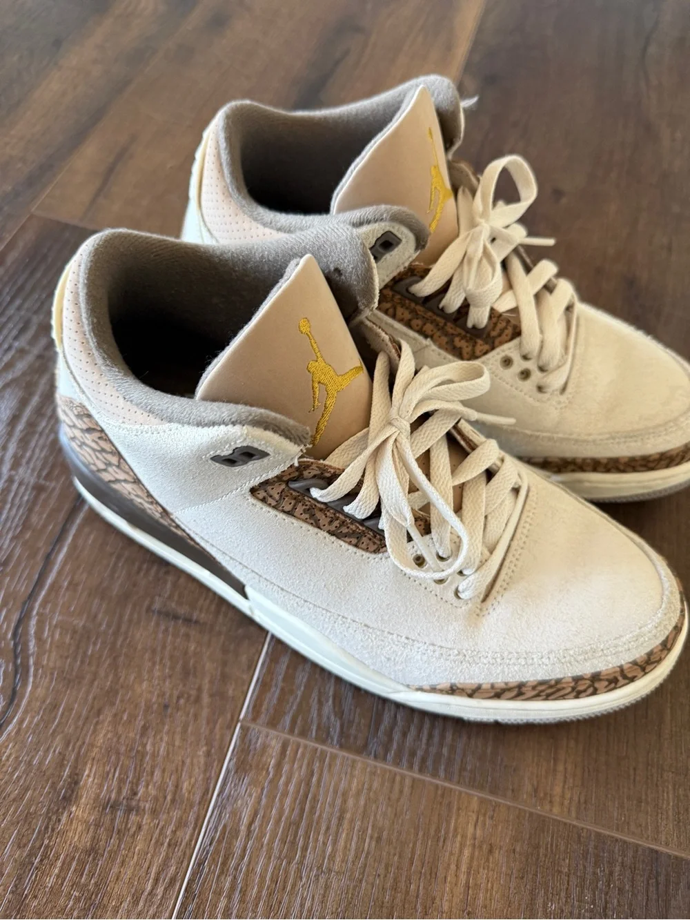 AJ3 Air Jordan Suede Low-Top Sneakers in Beige with Elephant Details